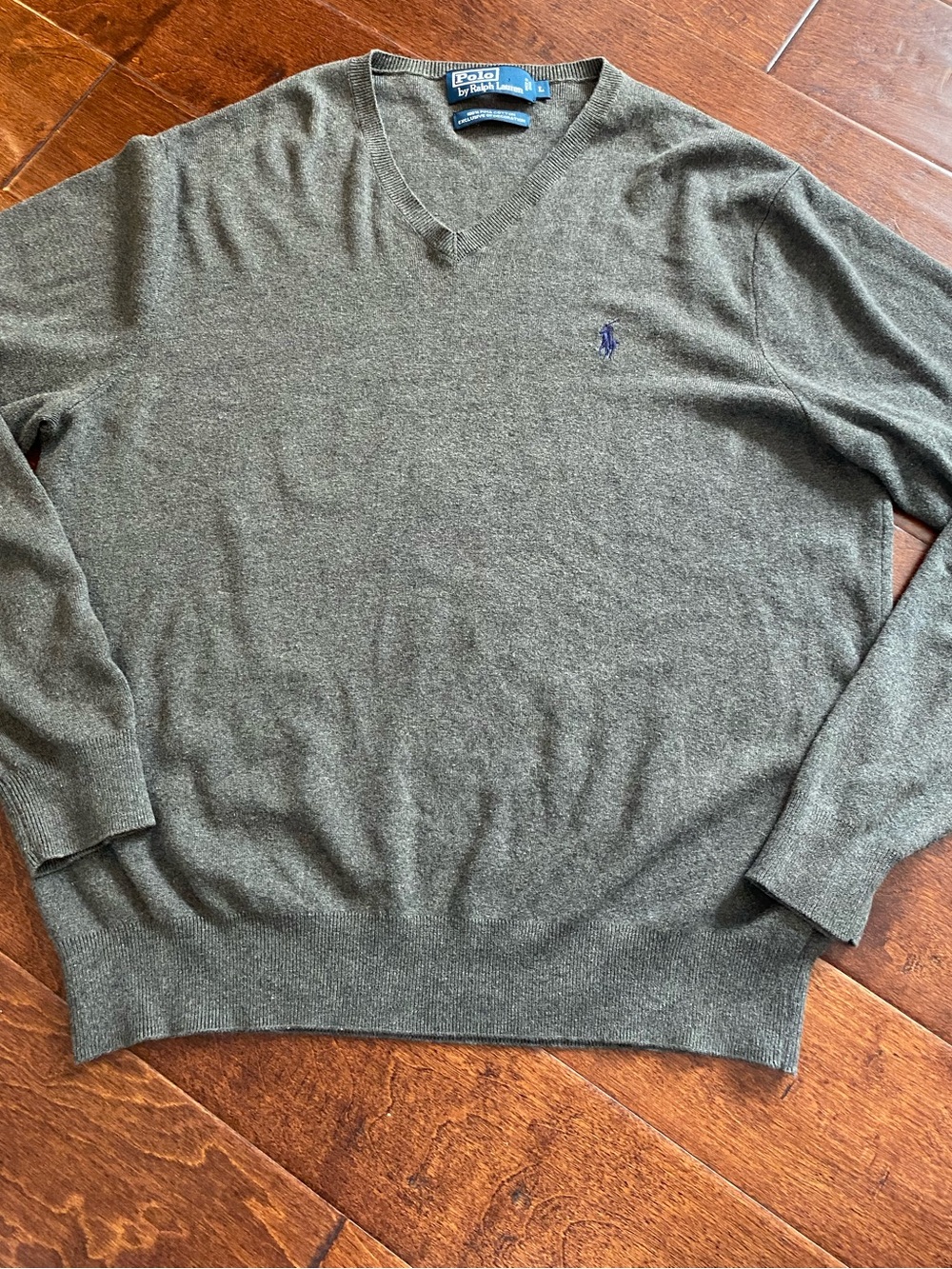 Polo Ralph Lauren Men's V-Neck Sweater Heather Charcoal Gray Size Large
